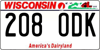 WI license plate 208ODK