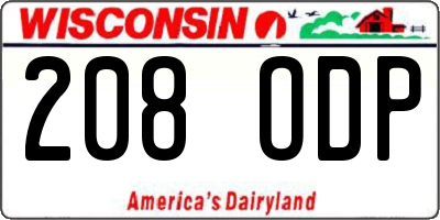 WI license plate 208ODP