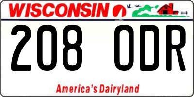 WI license plate 208ODR