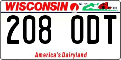 WI license plate 208ODT