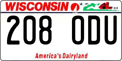 WI license plate 208ODU