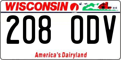 WI license plate 208ODV