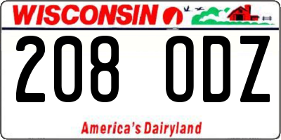 WI license plate 208ODZ