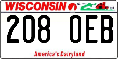 WI license plate 208OEB