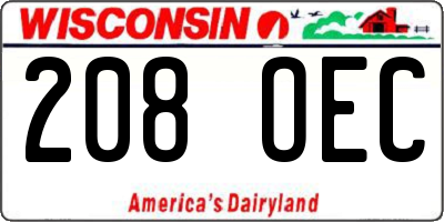 WI license plate 208OEC