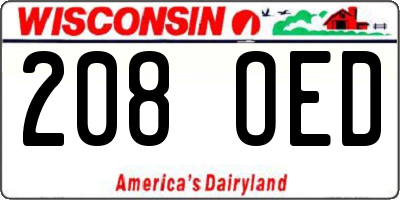 WI license plate 208OED