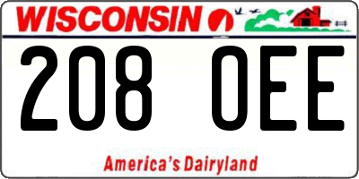 WI license plate 208OEE