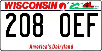 WI license plate 208OEF