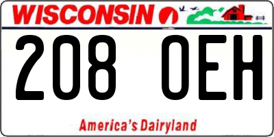 WI license plate 208OEH
