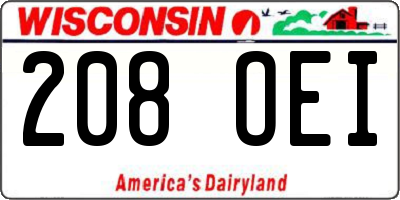 WI license plate 208OEI