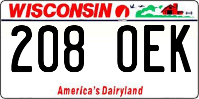 WI license plate 208OEK