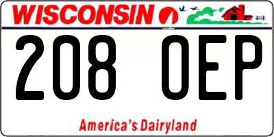WI license plate 208OEP