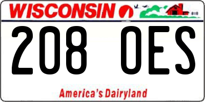 WI license plate 208OES