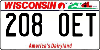 WI license plate 208OET