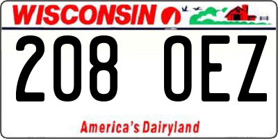 WI license plate 208OEZ