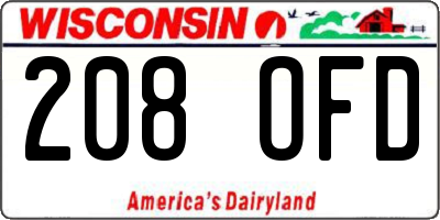 WI license plate 208OFD