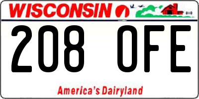 WI license plate 208OFE