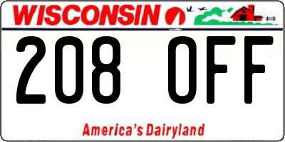 WI license plate 208OFF