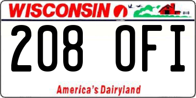 WI license plate 208OFI