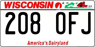 WI license plate 208OFJ