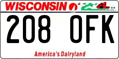 WI license plate 208OFK