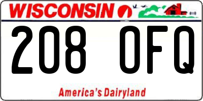 WI license plate 208OFQ