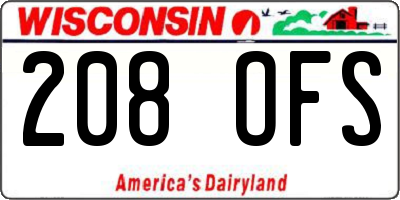 WI license plate 208OFS