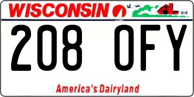 WI license plate 208OFY