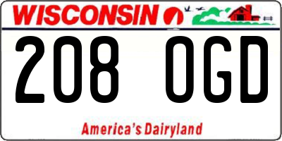 WI license plate 208OGD