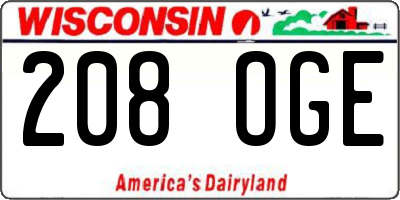 WI license plate 208OGE
