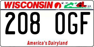 WI license plate 208OGF