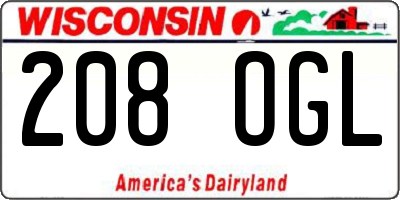 WI license plate 208OGL