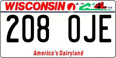 WI license plate 208OJE