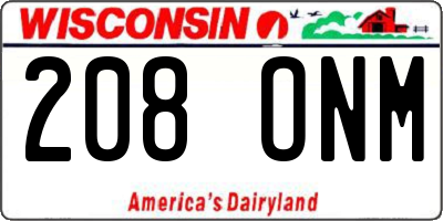 WI license plate 208ONM