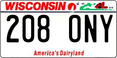WI license plate 208ONY