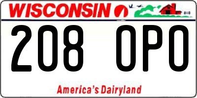 WI license plate 208OPO