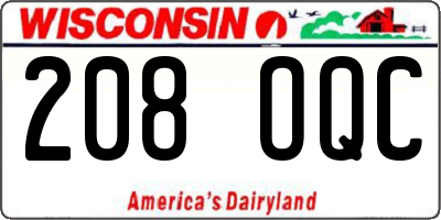 WI license plate 208OQC