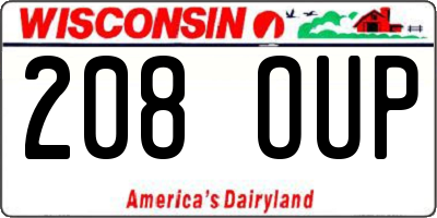 WI license plate 208OUP