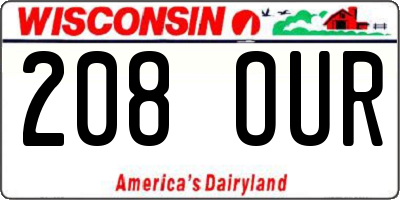 WI license plate 208OUR