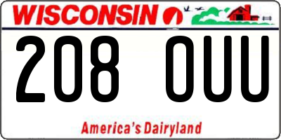 WI license plate 208OUU