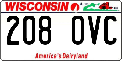 WI license plate 208OVC