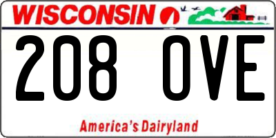 WI license plate 208OVE
