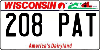 WI license plate 208PAT