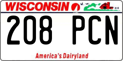 WI license plate 208PCN