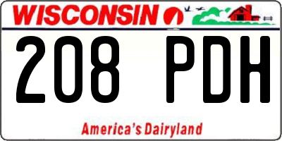 WI license plate 208PDH