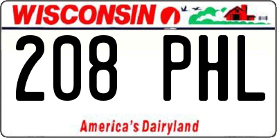 WI license plate 208PHL