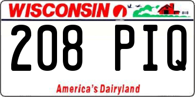 WI license plate 208PIQ