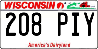 WI license plate 208PIY