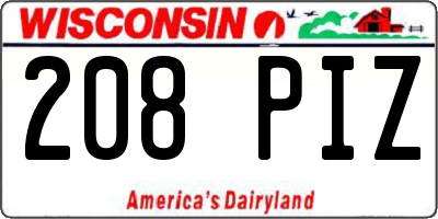 WI license plate 208PIZ