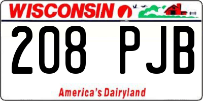 WI license plate 208PJB